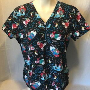 Health Pro Women's Black V Neck Short Sleeve Scrub